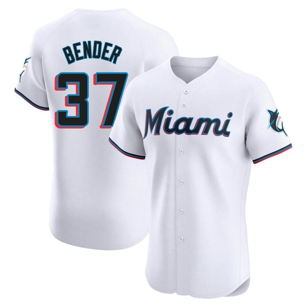 Boles M.Marlins #37 Anthony Bender Player White  Home Limited Elite Stitched Jerseys