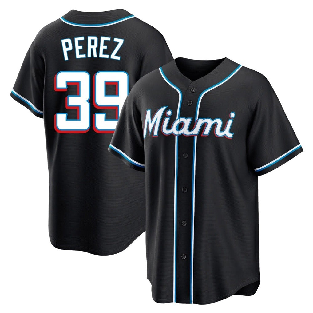 Boles M.Marlins #39 Eury Perez Player Black Fashion Out Home Game Stitched Jerseys