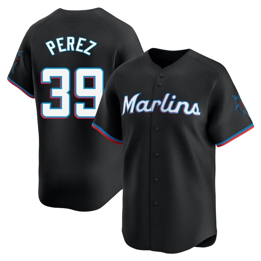 Boles M.Marlins #39 Eury Perez Player Black  Home Limited Stitched Jerseys