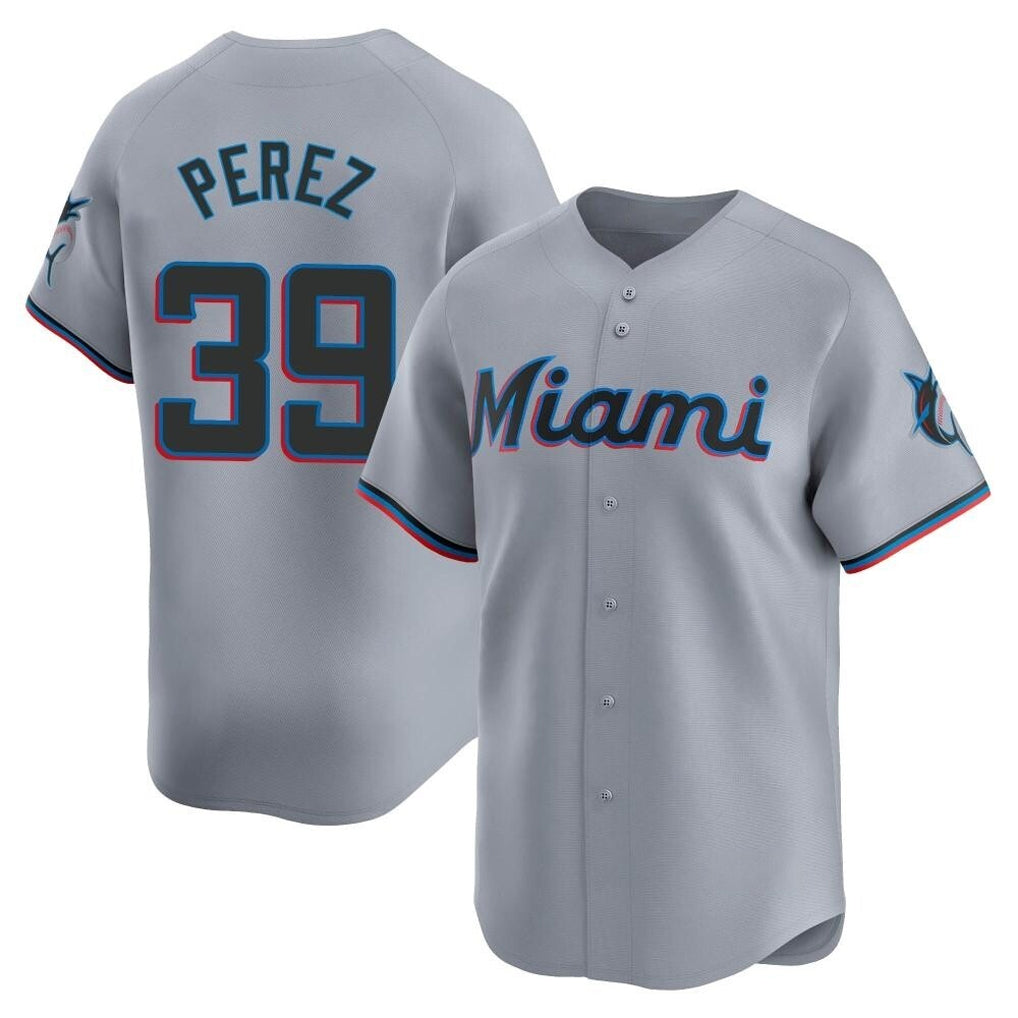 Boles M.Marlins #39 Eury Perez Player Gray Home Limited Stitched Jerseys