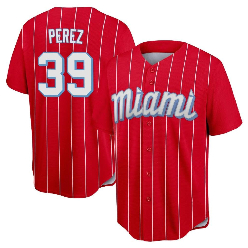 Boles M.Marlins #39 Eury Perez Player Red City Connect Home Game Stitched Jerseys