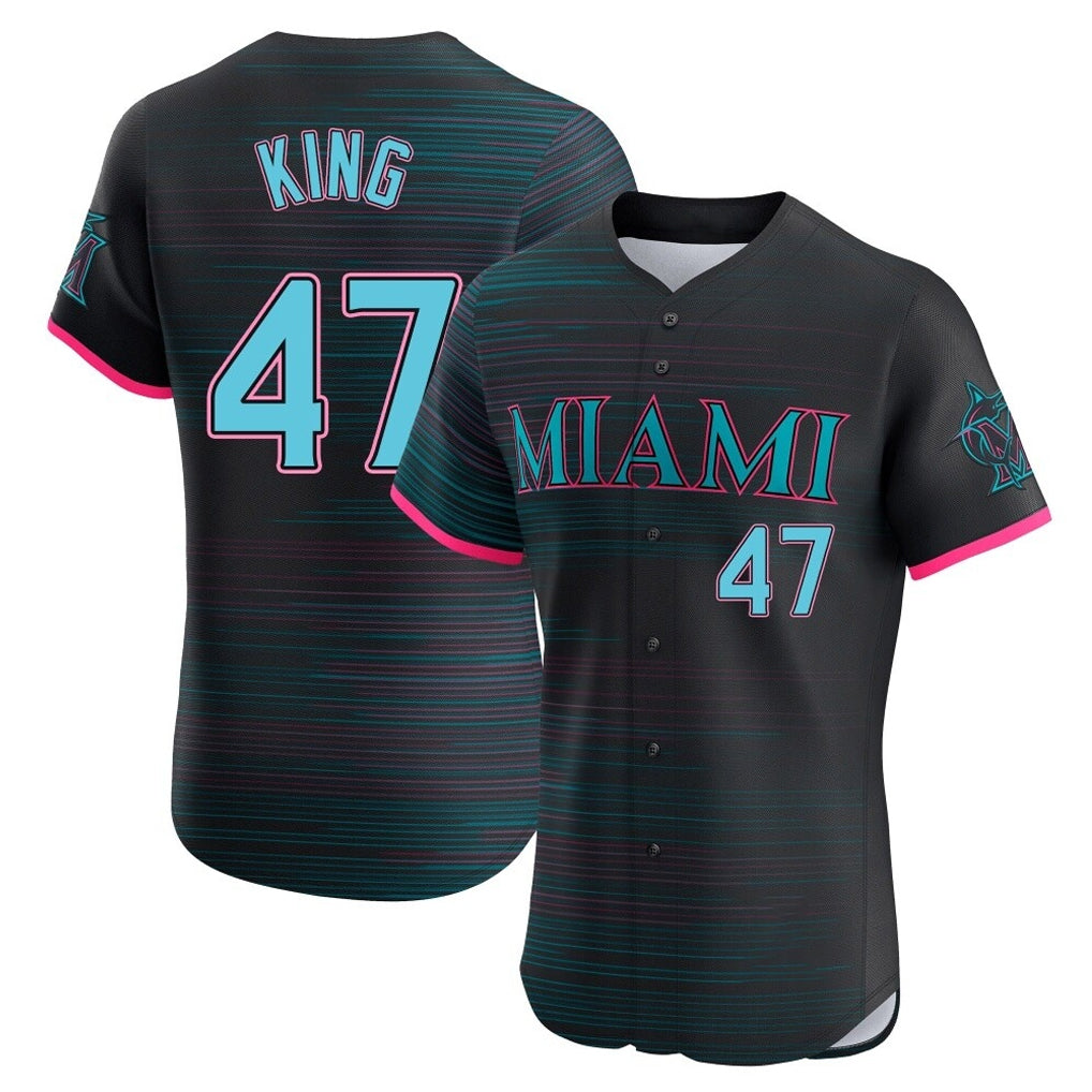 Boles M.Marlins #47 John King Player Black City Connect Home Limited Elite Stitched Jerseys