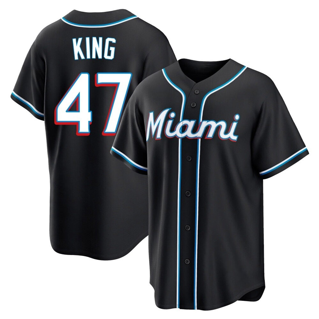 Boles M.Marlins #47 John King Player Black Fashion Out Home Game Stitched Jerseys