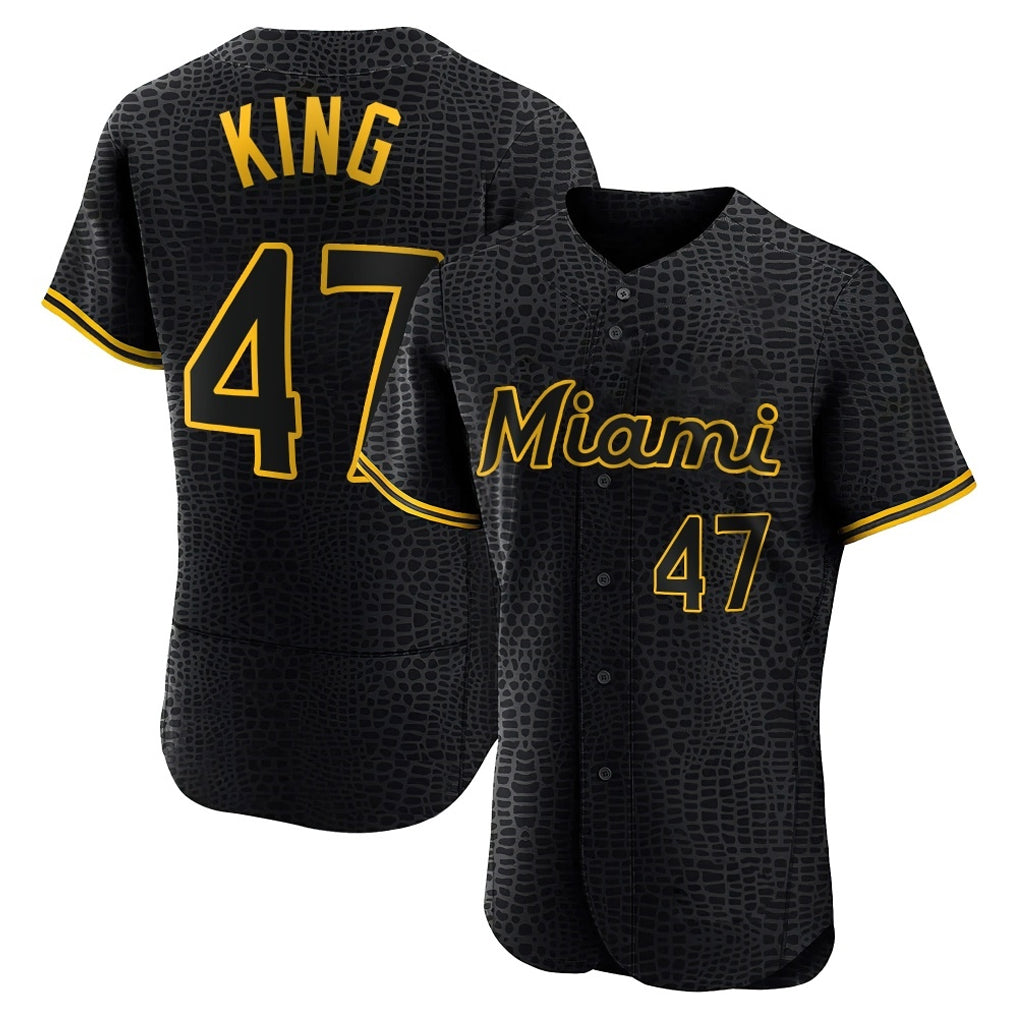 Boles M.Marlins #47 John King Player Black Snake Skin City Home Limited Elite Stitched Jerseys