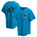 Boles M.Marlins #47 John King Player Blue Home Game Stitched Jerseys