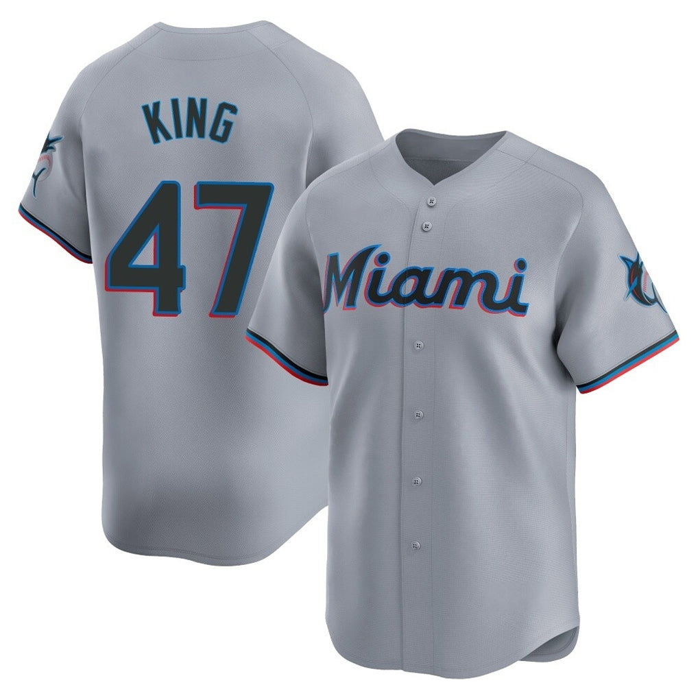 Boles M.Marlins #47 John King Player Gray  Home Limited Stitched Jerseys
