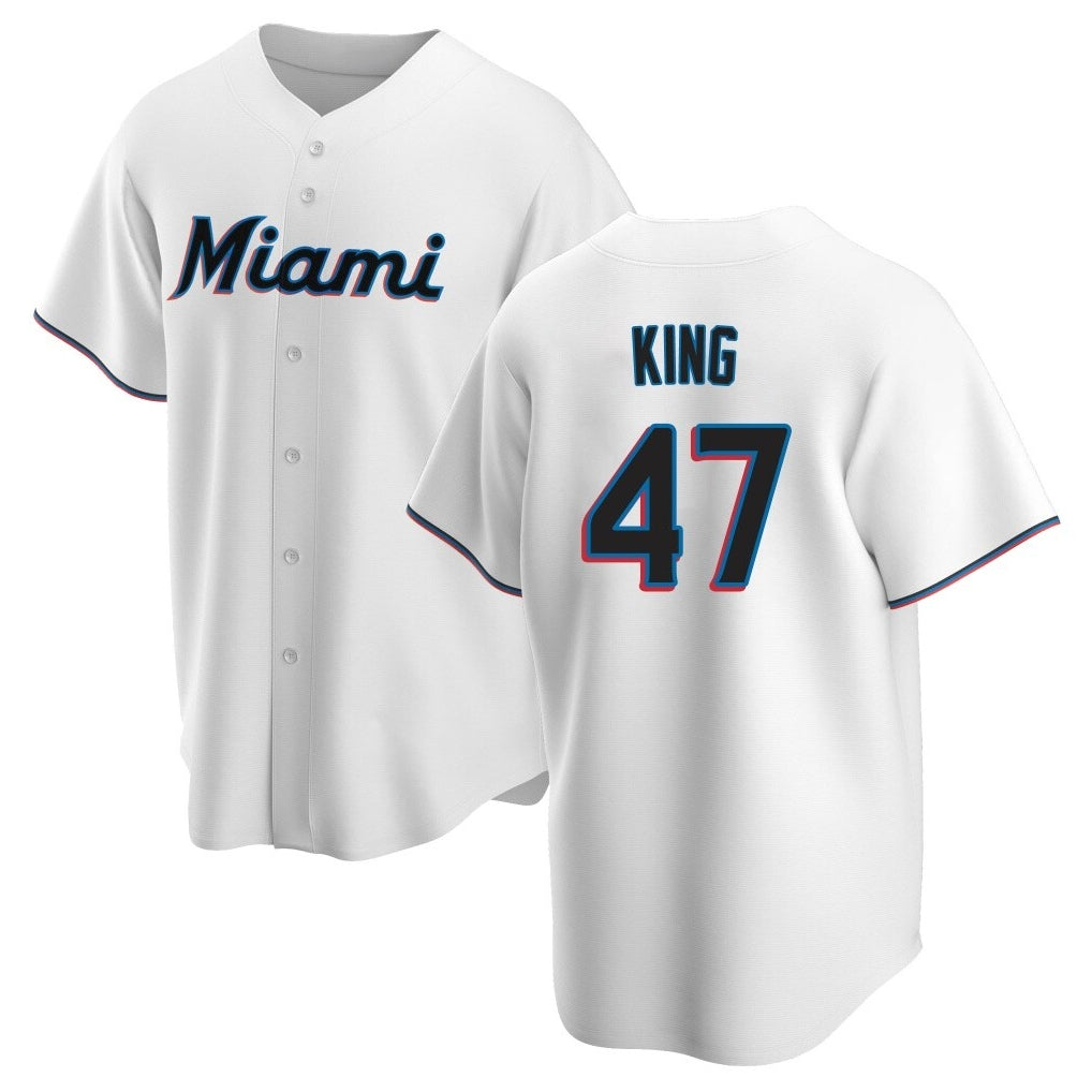 Boles M.Marlins #47 John King Player White  Home Game Stitched Jerseys