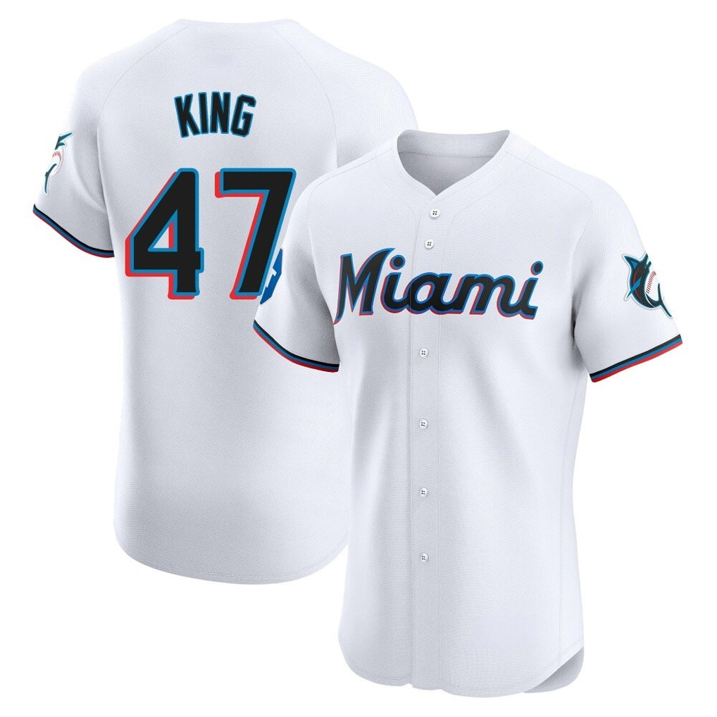 Boles M.Marlins #47 John King Player White  Home Limited Elite Stitched Jerseys