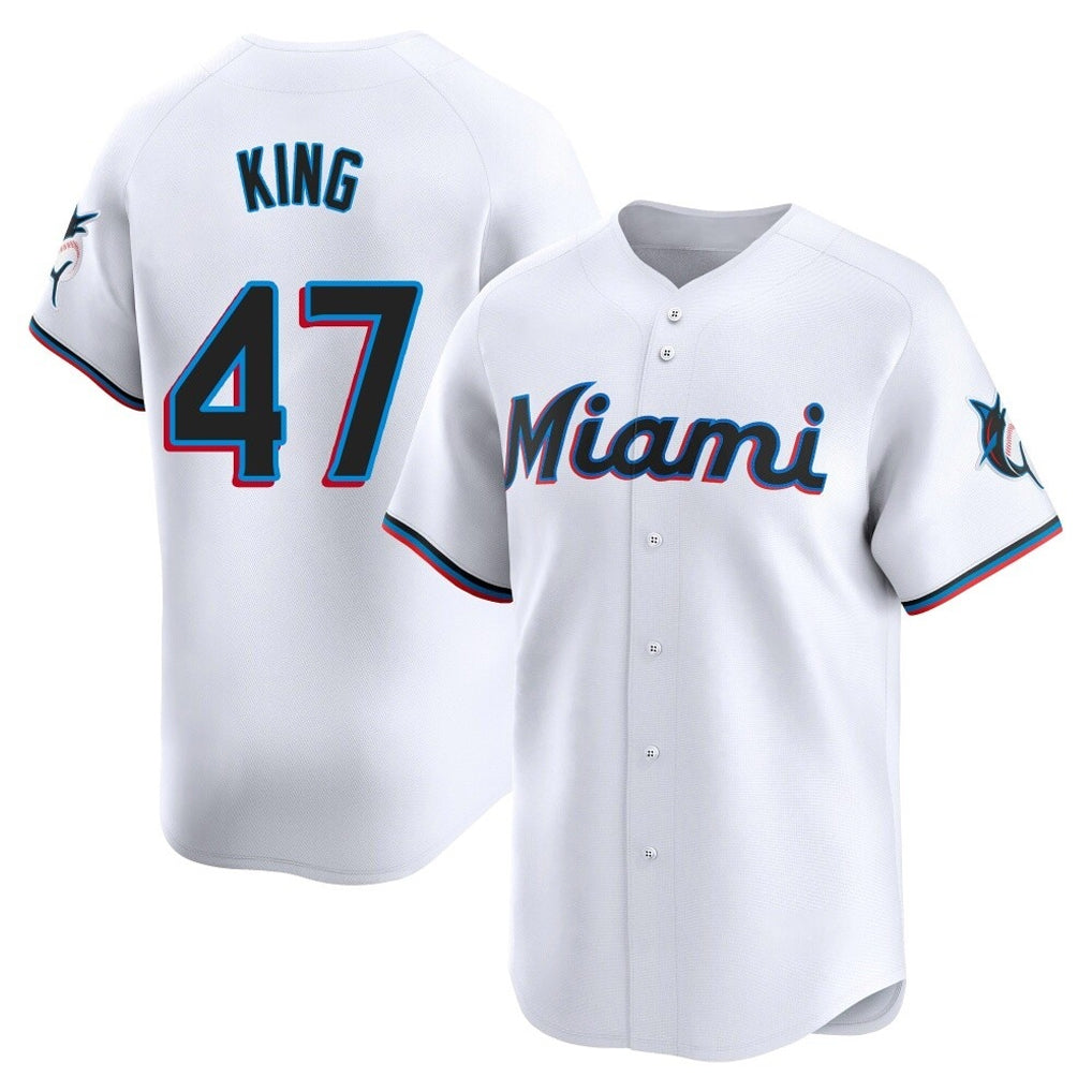 Boles M.Marlins #47 John King Player White  Home Limited Stitched Jerseys