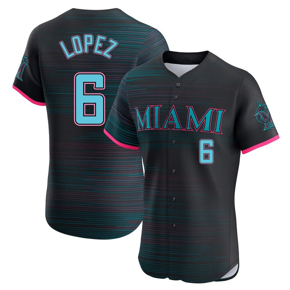 Boles M.Marlins #6 Otto Lopez Player Black City Connect Home Limited Elite Stitched Jerseys