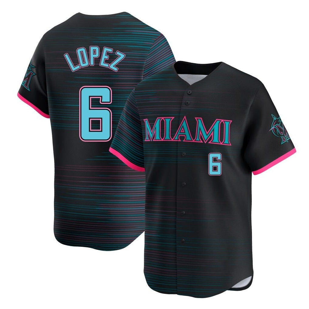 Boles M.Marlins #6 Otto Lopez Player Black City Connect Home Limited Stitched Jerseys