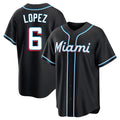 Boles M.Marlins #6 Otto Lopez Player Black Fashion Out Home Game Stitched Jerseys