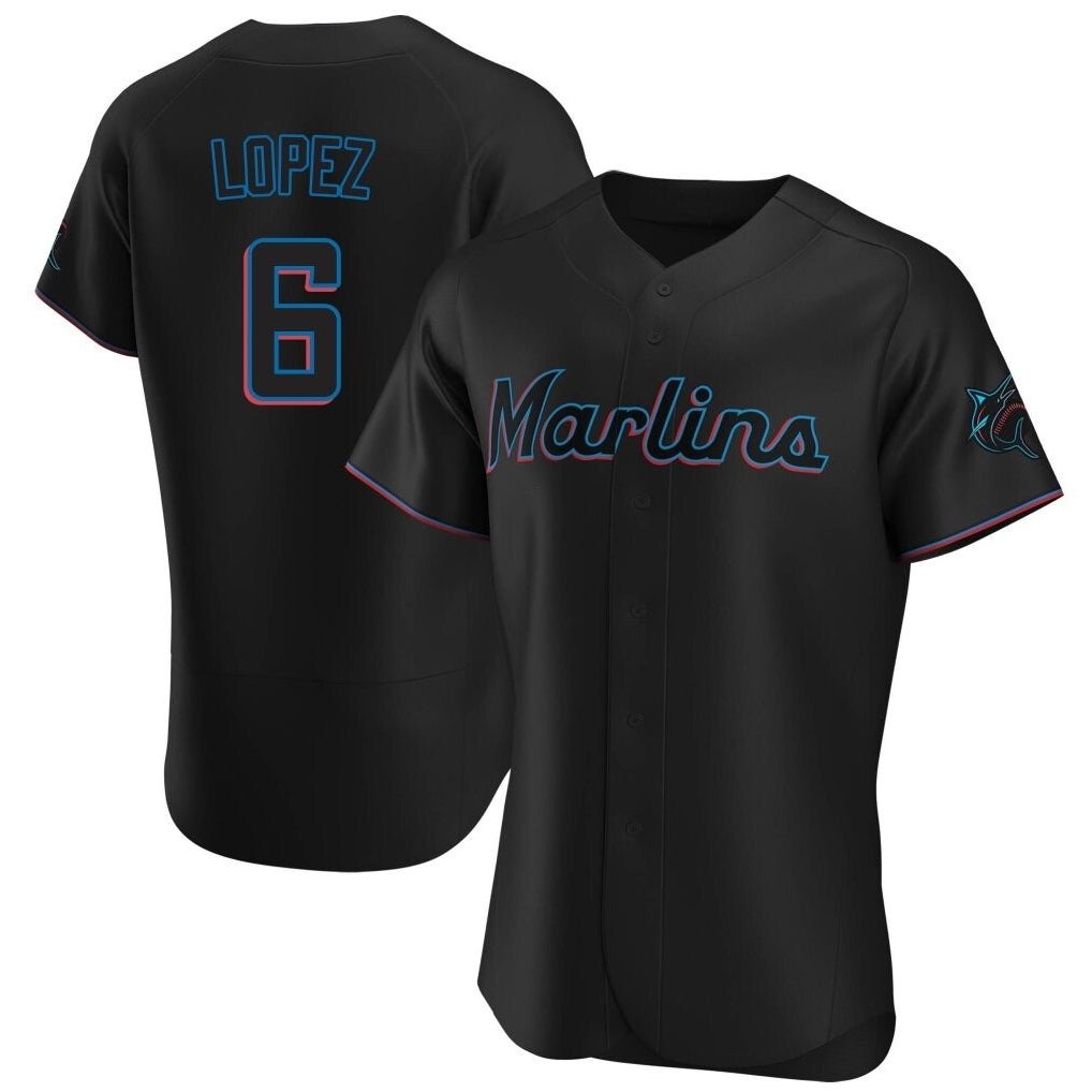 Boles M.Marlins #6 Otto Lopez Player Black Home Limited Elite Stitched Jerseys