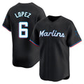 Boles M.Marlins #6 Otto Lopez Player Black  Home Limited Stitched Jerseys