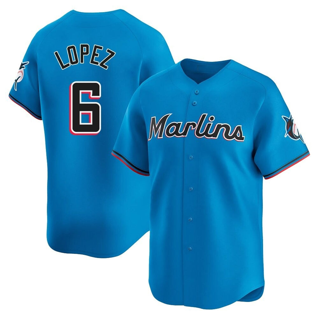 Boles M.Marlins #6 Otto Lopez Player Blue Home Limited Stitched Jerseys