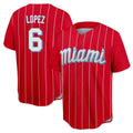 Boles M.Marlins #6 Otto Lopez Player Red City Connect Home Game Stitched Jerseys