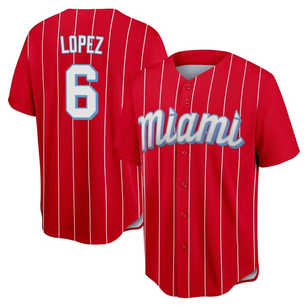 Boles M.Marlins #6 Otto Lopez Player Red City Connect Home Game Stitched Jerseys