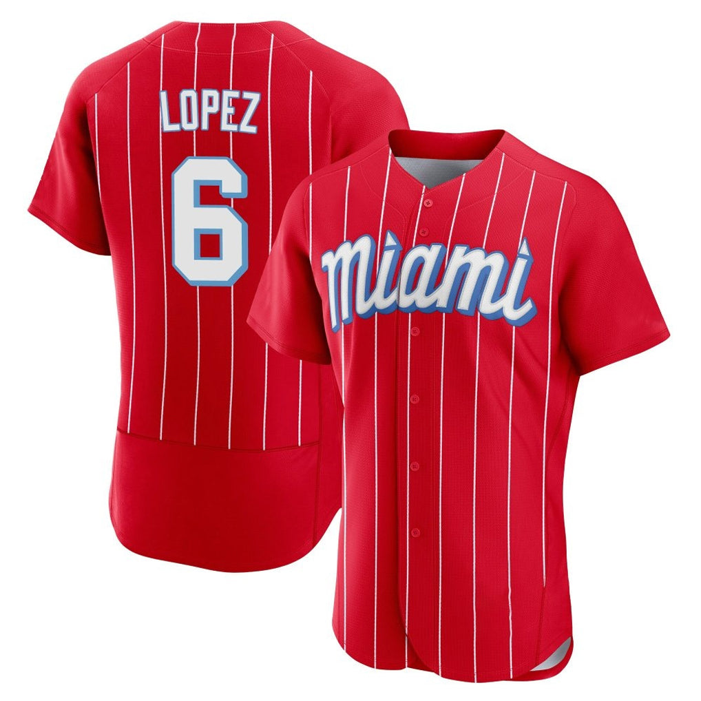 Boles M.Marlins #6 Otto Lopez Player Red City Connect Home Limited Elite Stitched Jerseys