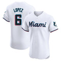 Boles M.Marlins #6 Otto Lopez Player White  Home Limited Elite Stitched Jerseys