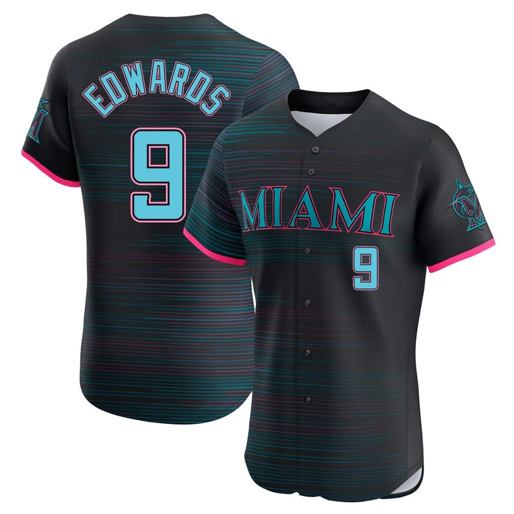 Boles M.Marlins #9 Xavier Edwards Player Black City Connect Home Limited Elite Stitched Jerseys