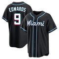 Boles M.Marlins #9 Xavier Edwards Player Black Fashion Out Home Game Stitched Jerseys