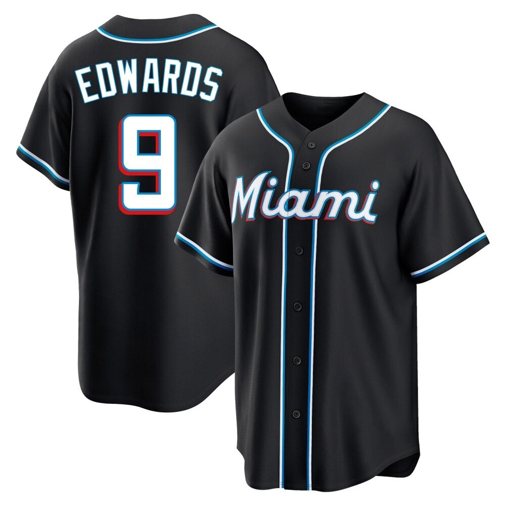 Boles M.Marlins #9 Xavier Edwards Player Black Fashion Out Home Game Stitched Jerseys