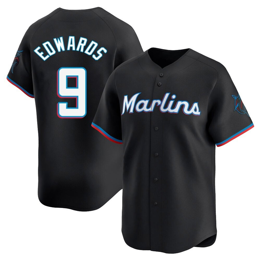 Boles M.Marlins #9 Xavier Edwards Player Black  Home Limited Stitched Jerseys