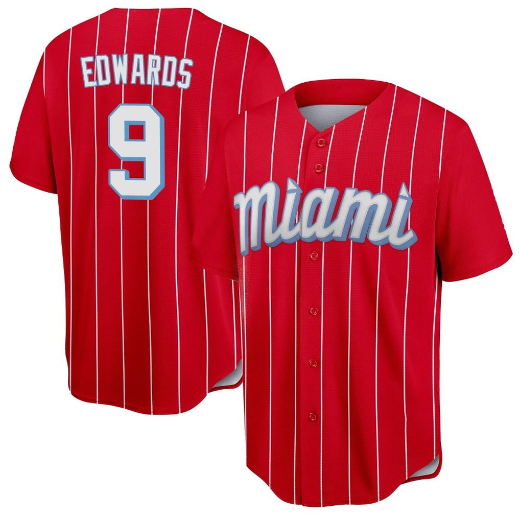 Boles M.Marlins #9 Xavier Edwards Player Red City Connect Home Game Stitched Jerseys