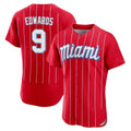 Boles M.Marlins #9 Xavier Edwards Player Red City Connect Home Limited Elite Stitched Jerseys