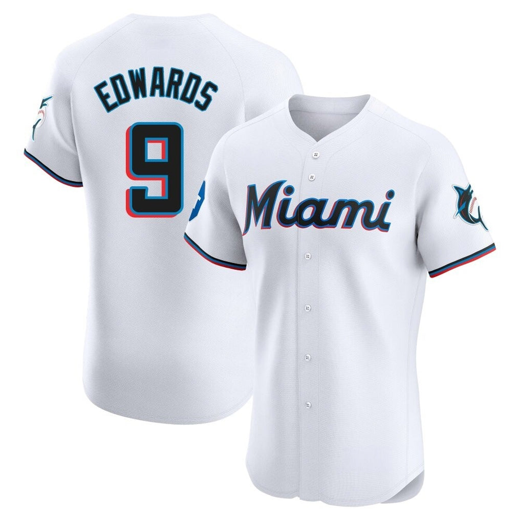 Boles M.Marlins #9 Xavier Edwards Player White  Home Limited Elite Stitched Jerseys