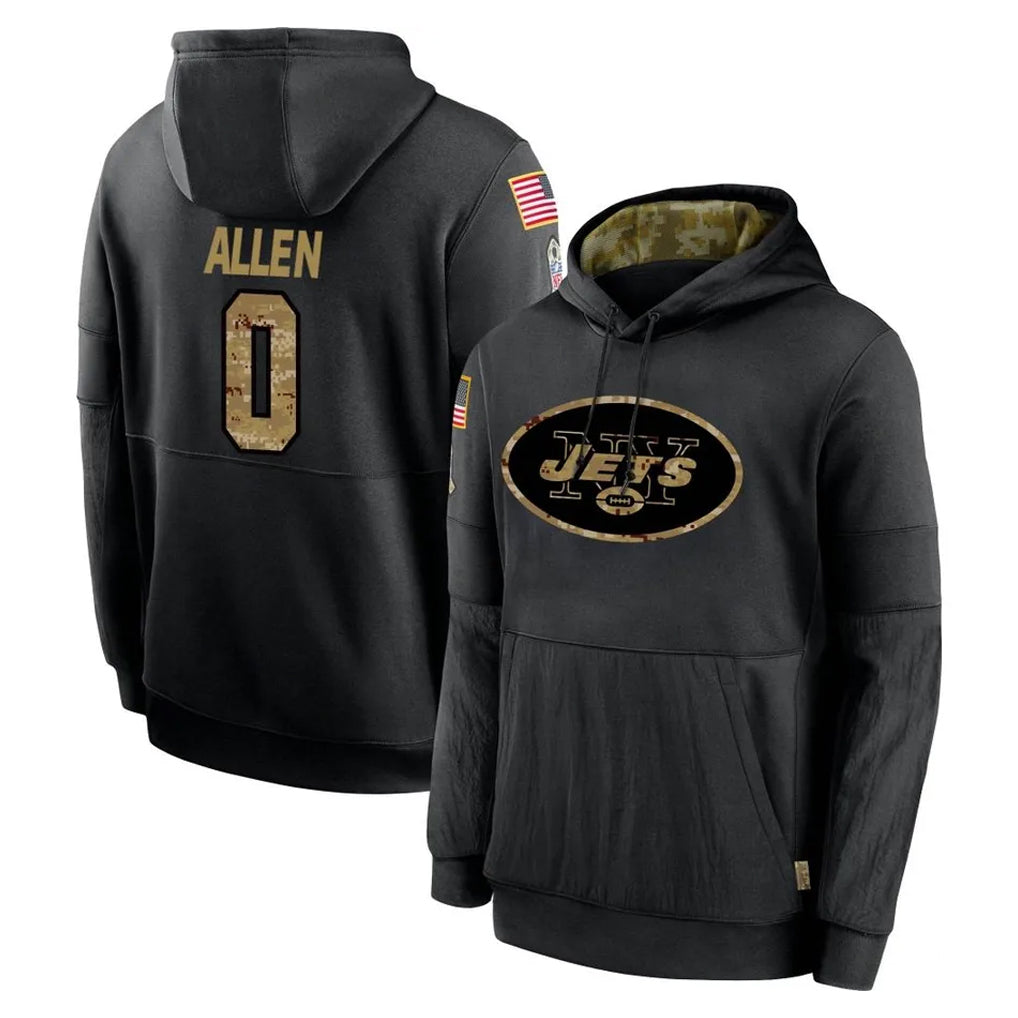 Boles NY.Jets #0 Braelon Allen Player Black Salute to Service Hoodies Limited Game Stitched Jerseys