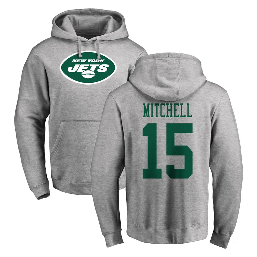 Boles NY.Jets #15 Adonai Mitchell Player Gray LOGO Pullover Hoodies Limited Game Stitched Jerseys