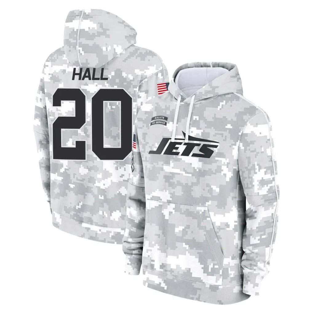 Boles NY.Jets #20 Breece Hall Player Arctic Camo Salute to Service Pullover Hoodies Limited Game Stitched Jerseys