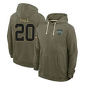 Boles NY.Jets #20 Breece Hall Player Olive Salute to Service Pullover Hoodies Limited Stitched Jerseys