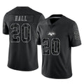 Boles NY.Jets #20 Breece Hall Player Stealth Black Limited Reflective Home Game Stitched Jerseys