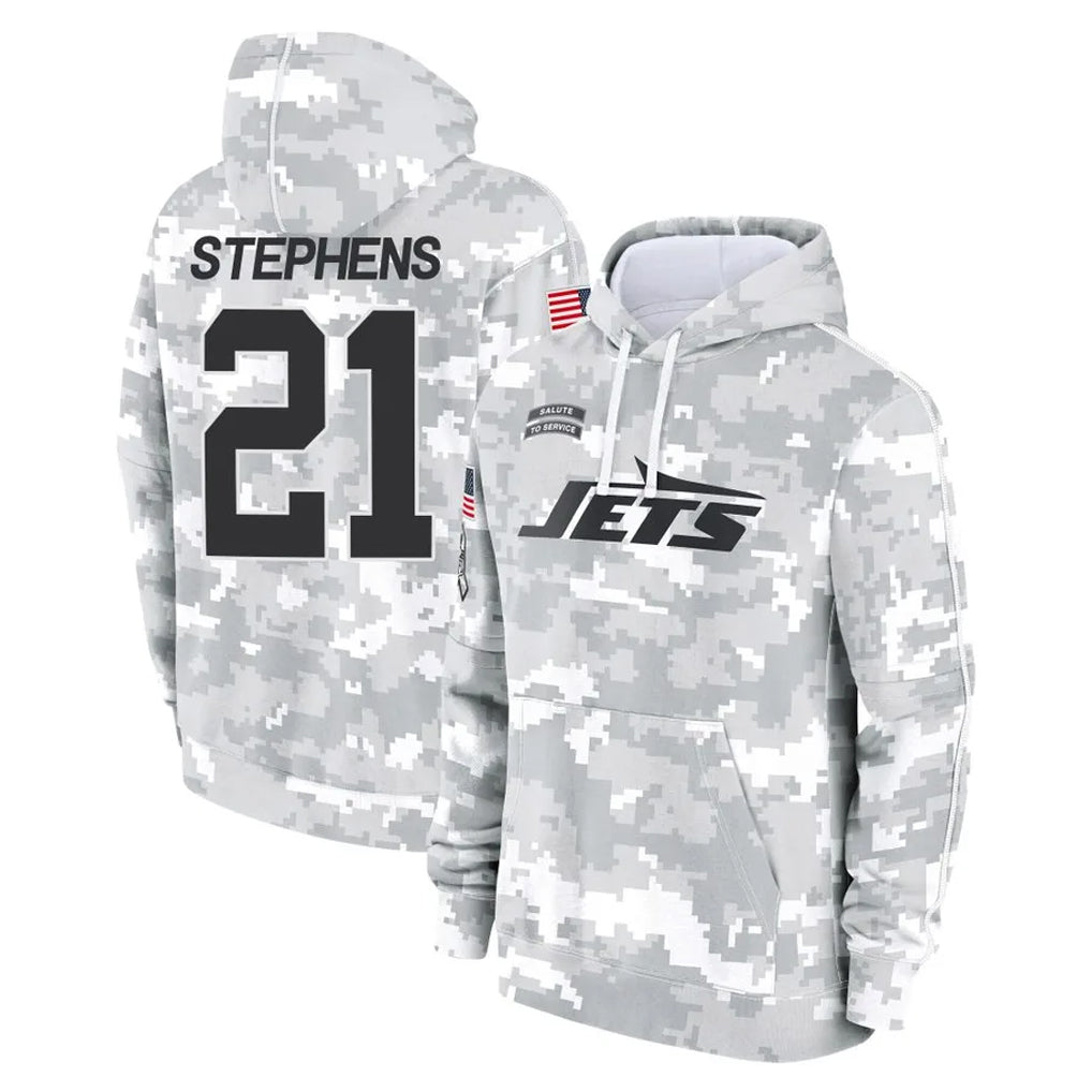 Boles NY.Jets #21 Brandon Stephens Player Arctic Camo Salute to Service Pullover Hoodies Limited Game Stitched Jerseys