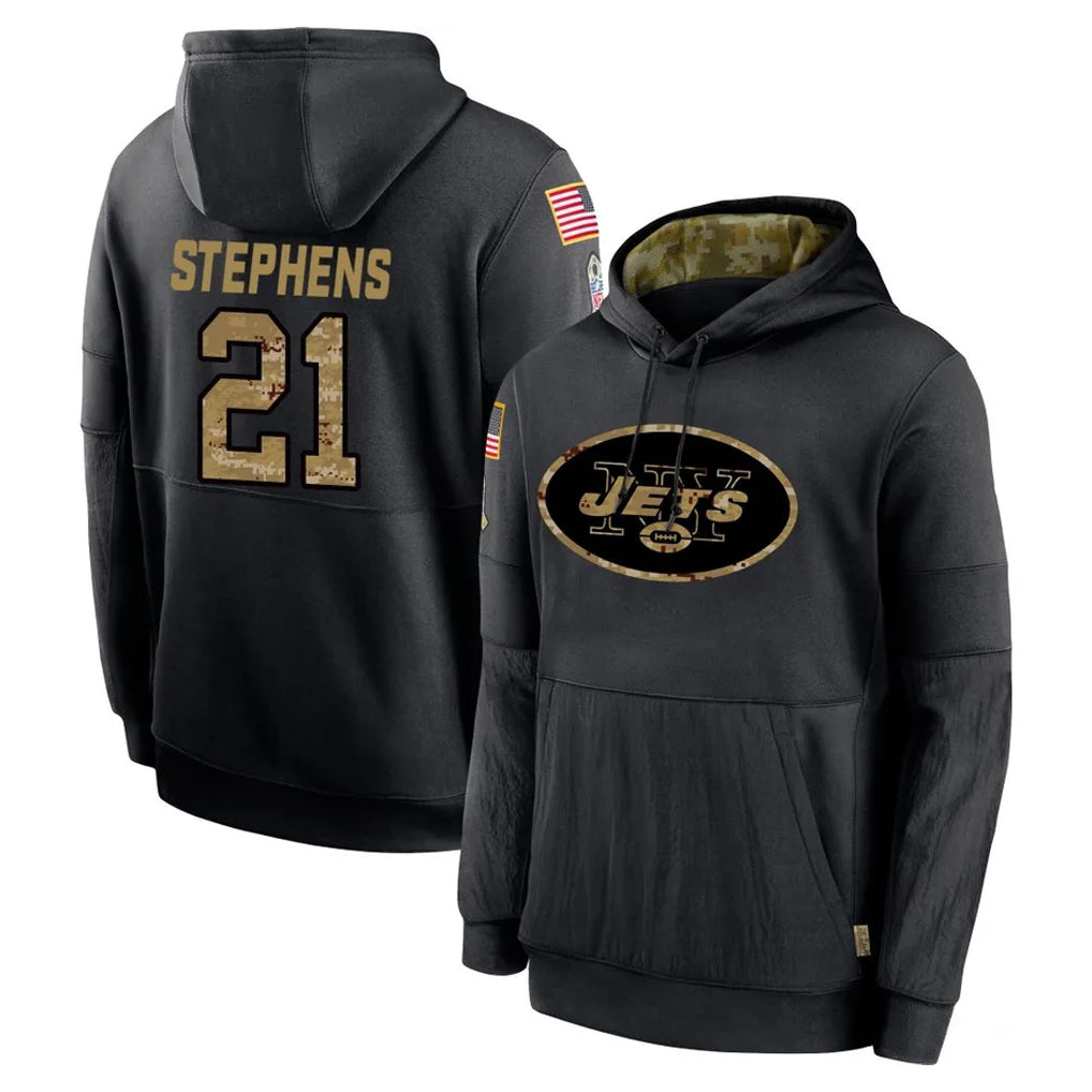 Boles NY.Jets #21 Brandon Stephens Player Black Salute to Service Hoodies Limited Game Stitched Jerseys