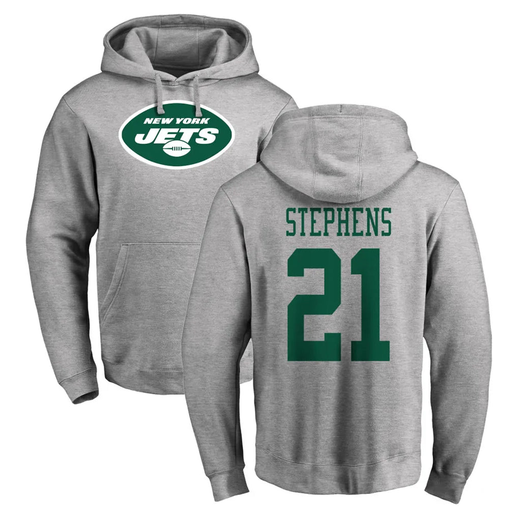 Boles NY.Jets #21 Brandon Stephens Player Gray LOGO Pullover Hoodies Limited Game Stitched Jerseys