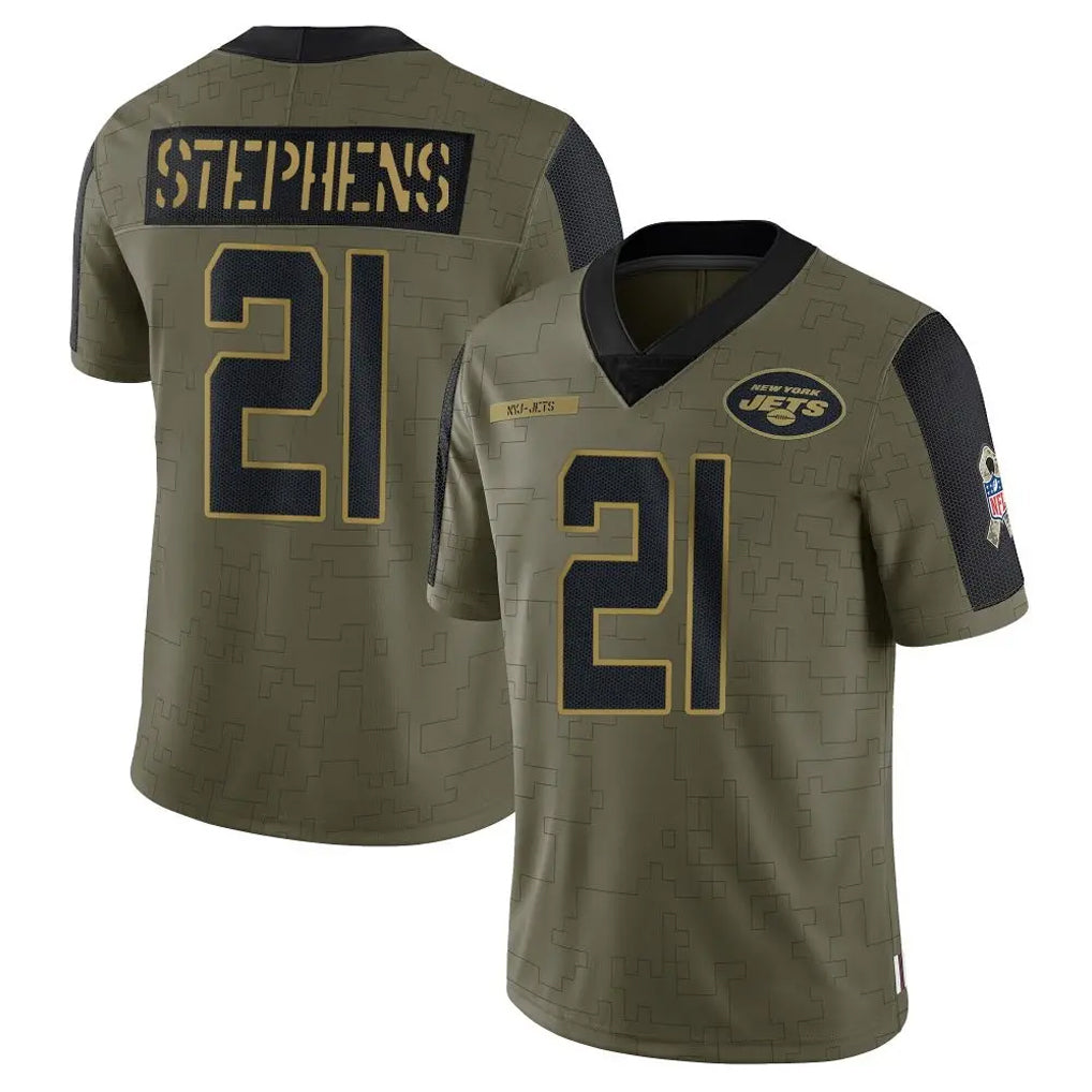 Boles NY.Jets #21 Brandon Stephens Player Olive Salute To Service Limited Game Stitched Jerseys