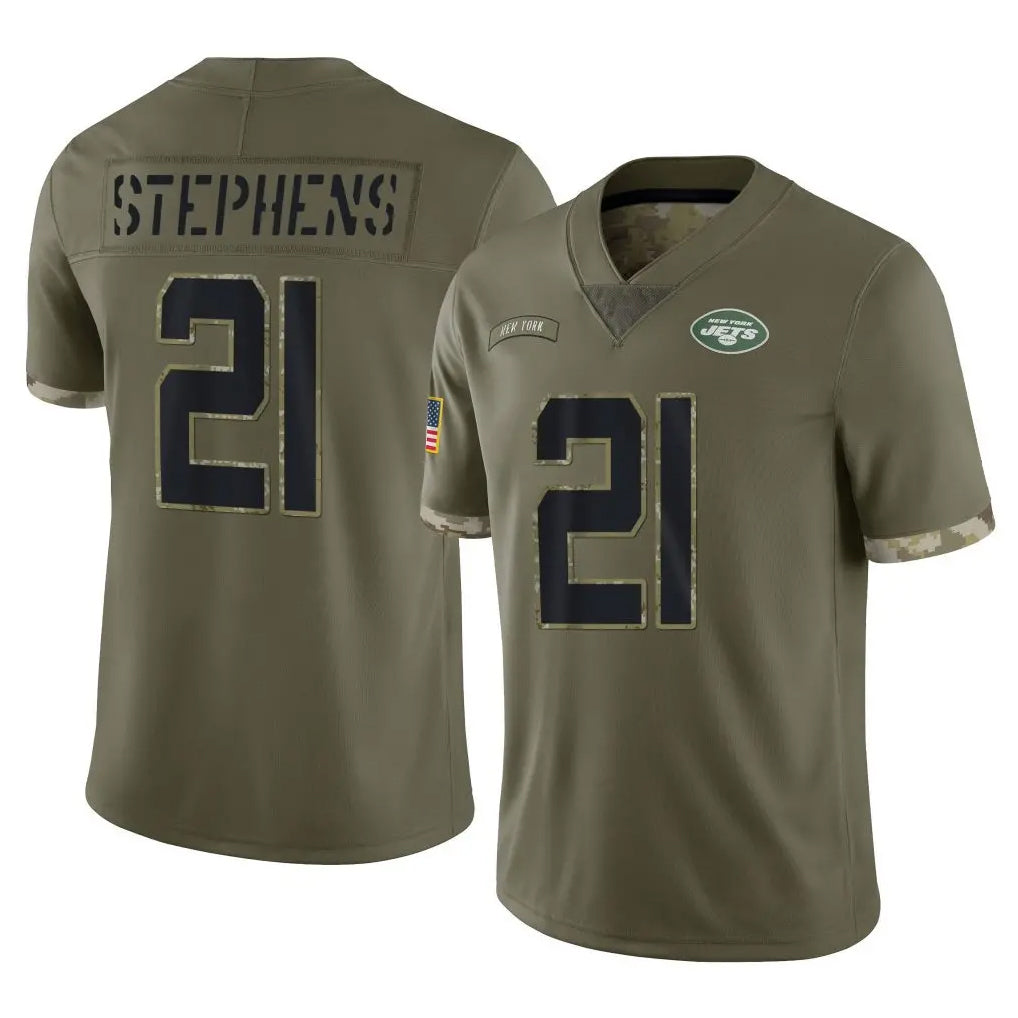 Boles NY.Jets #21 Brandon Stephens Player Olive Salute To Service Limited Stitched Jerseys