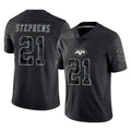 Boles NY.Jets #21 Brandon Stephens Player Stealth Black Limited Reflective Home Game Stitched Jerseys