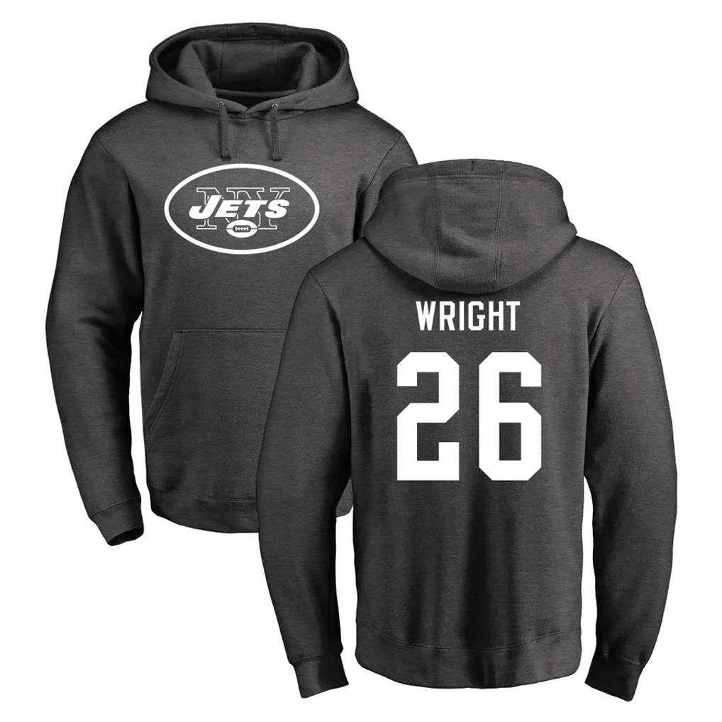 Boles NY.Jets #26 Nahshon Wright Player Gray Pullover Hoodies Limited Game Stitched Jerseys