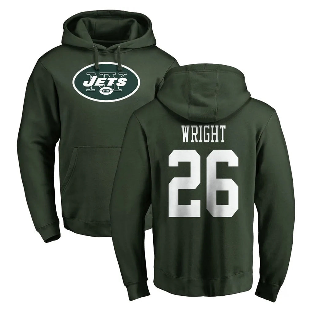 Boles NY.Jets #26 Nahshon Wright Player Green LOGO Pullover Hoodies Limited Game Stitched Jerseys