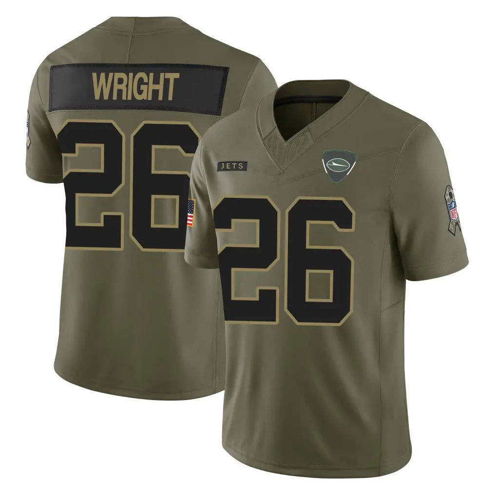 Boles NY.Jets #26 Nahshon Wright Player Olive 2025 Salute To Service Limited Stitched Jerseys