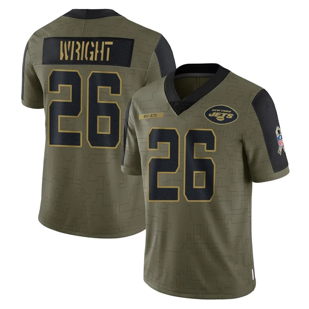 Boles NY.Jets #26 Nahshon Wright Player Olive Salute To Service Limited Game Stitched Jerseys