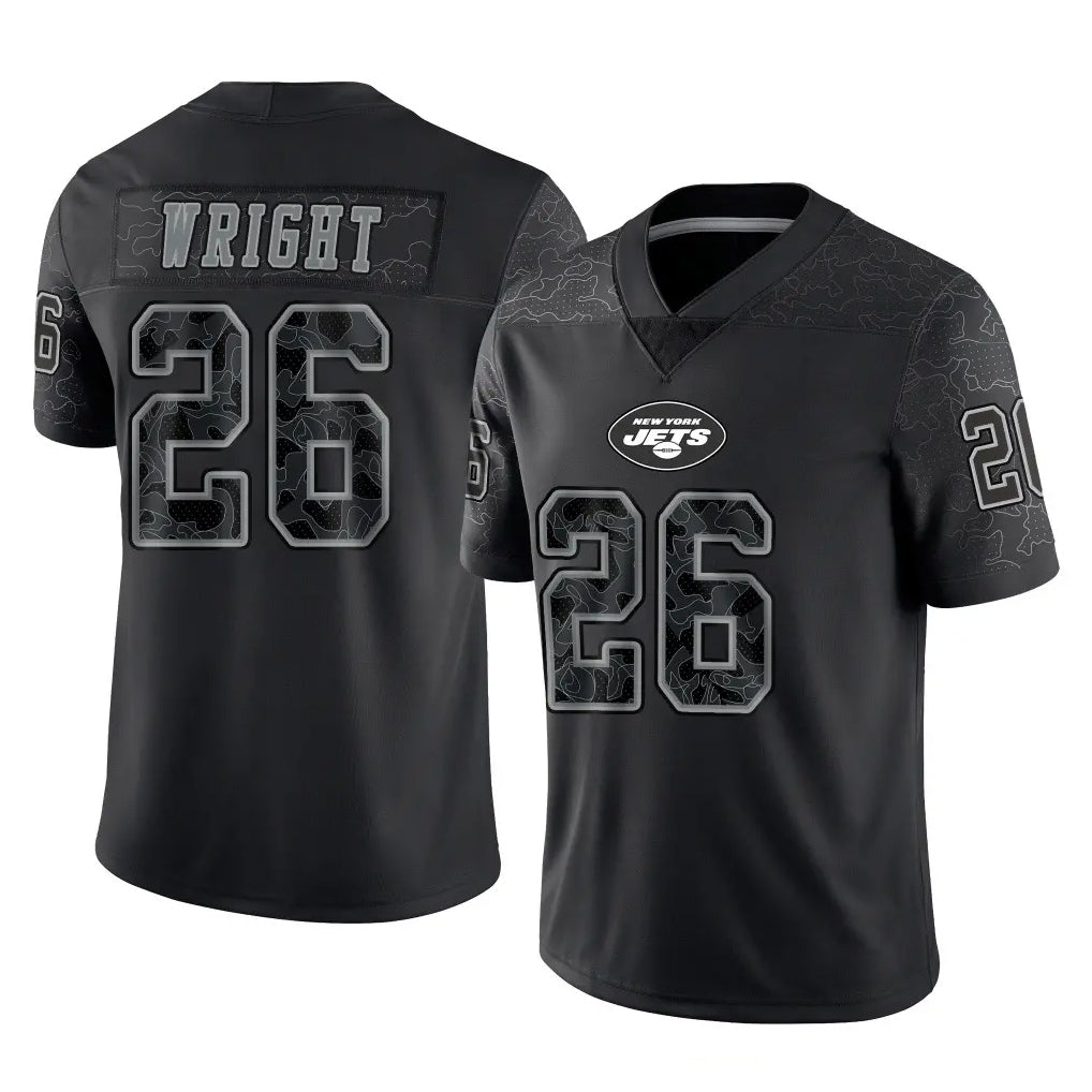Boles NY.Jets #26 Nahshon Wright Player Stealth Black Limited Reflective Home Game Stitched Jerseys
