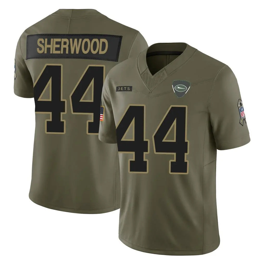 Boles NY.Jets #44 Jamien Sherwood Player Olive 2025 Salute To Service Limited Stitched Jerseys