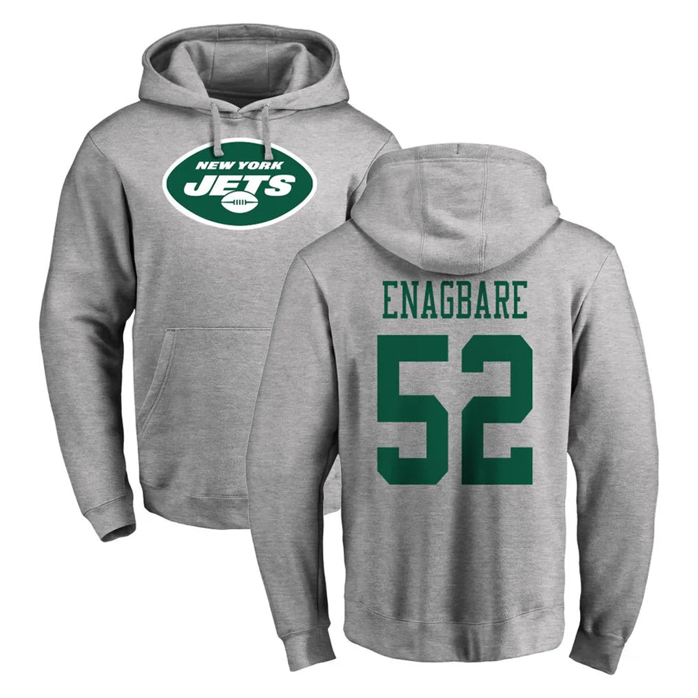 Boles NY.Jets #52 Kingsley Enagbare Player Gray LOGO Pullover Hoodies Limited Game Stitched Jerseys