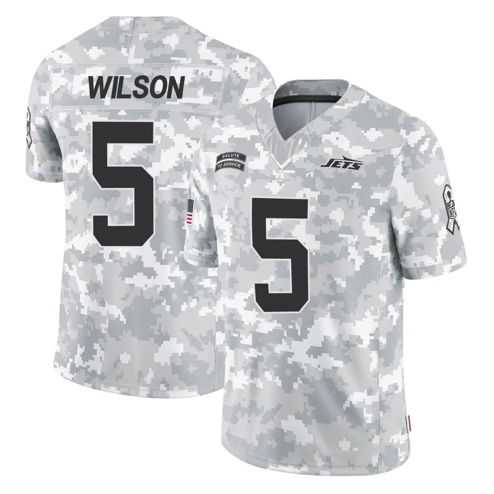 Boles NY.Jets #5 Garrett Wilson Player Arctic Camo Salute to Service Limited Game Stitched Jerseys