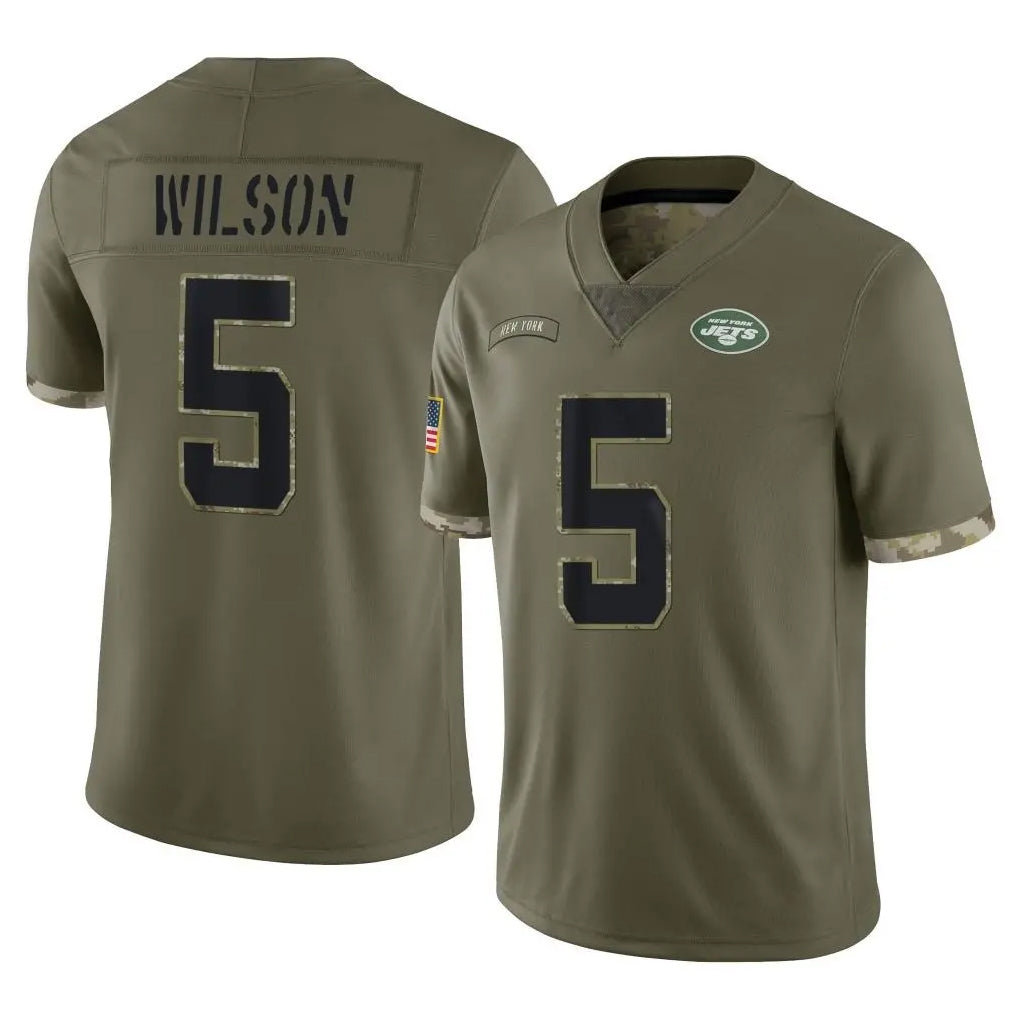 Boles NY.Jets #5 Garrett Wilson Player Olive Salute To Service Limited Stitched Jerseys